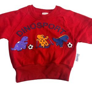Vintage Fisher Price Dinosport Red Sweatshirt Size 24 Mo.